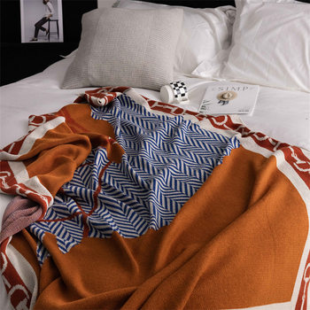 Nordic High-grade Horse Head Knitted Blanket Light Luxury Wool Blended Living Room Sofa Casual Blanket Office Nap Blanket