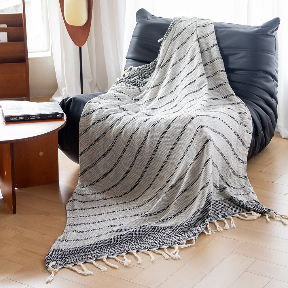 Modern Simple Cotton Blanket, Large Size 130*180cm, with Tassels, Nap Blanket, Wholesale, Sofa Woven, Thickened