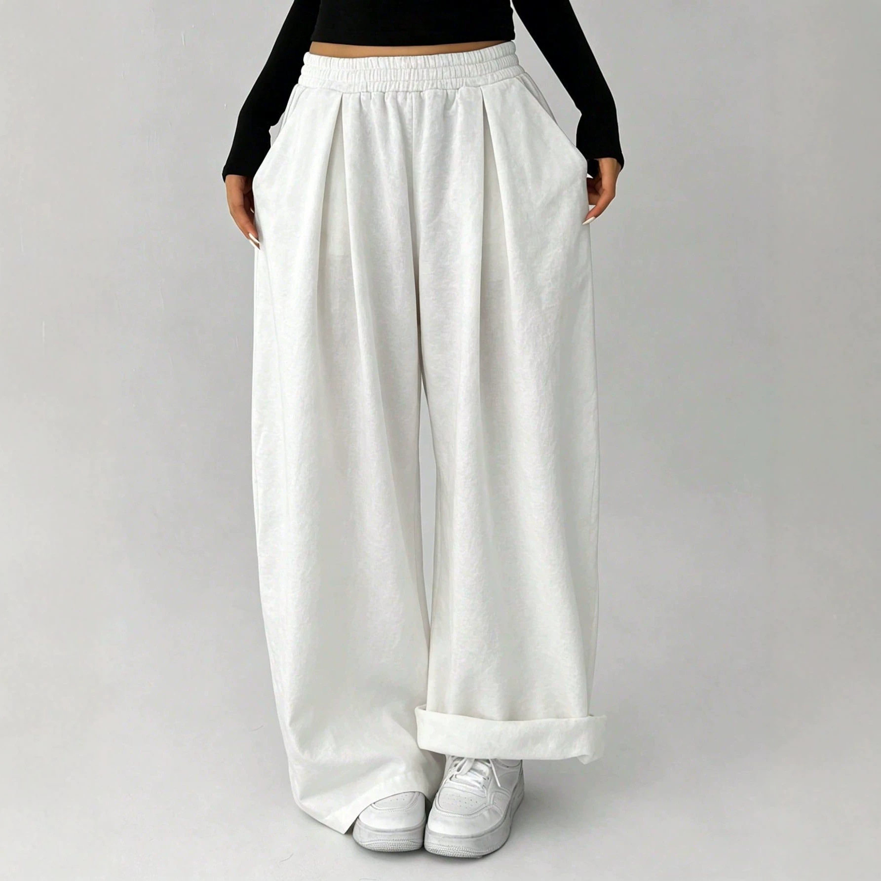 Lightweight Womens Casual Loose Fit Trousers Elastic Waist Versatile Style Summer Wear Ready to Ship