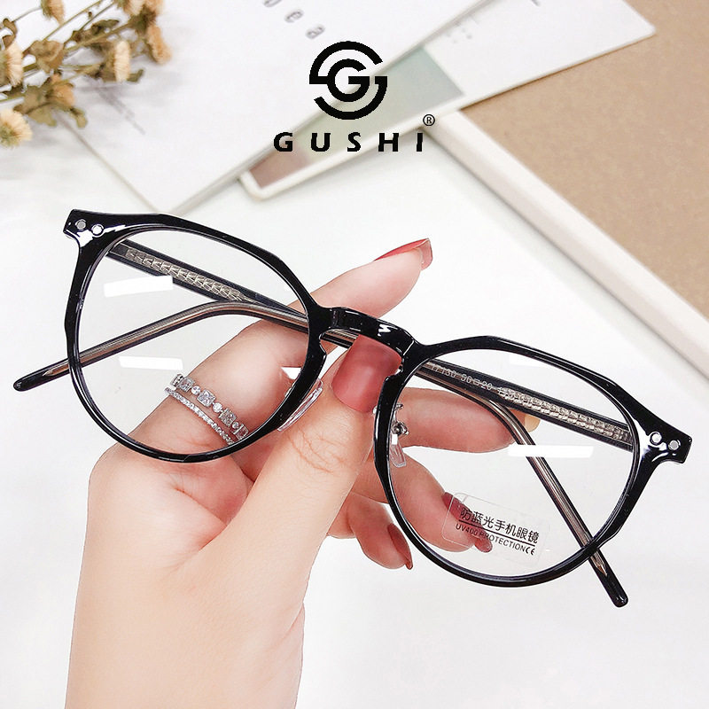 New anti-blue light glasses fashionable all-match tr90 oval frame men's high-grade plate pin glasses frame women