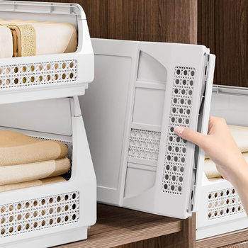 Foldable Storage Basket, Stackable Storage Basket, Drawer-Type Clothes, Pull-Out Wardrobe, Layered Storage Shelf