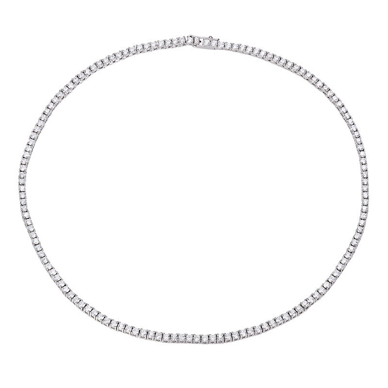 2.5mm 6-Point Moissanite Necklace for Women, 925 Silver, Full of Diamonds, Light Luxury, Versatile, Niche Style, Elegant Autumn and Winter Clavicle Chain