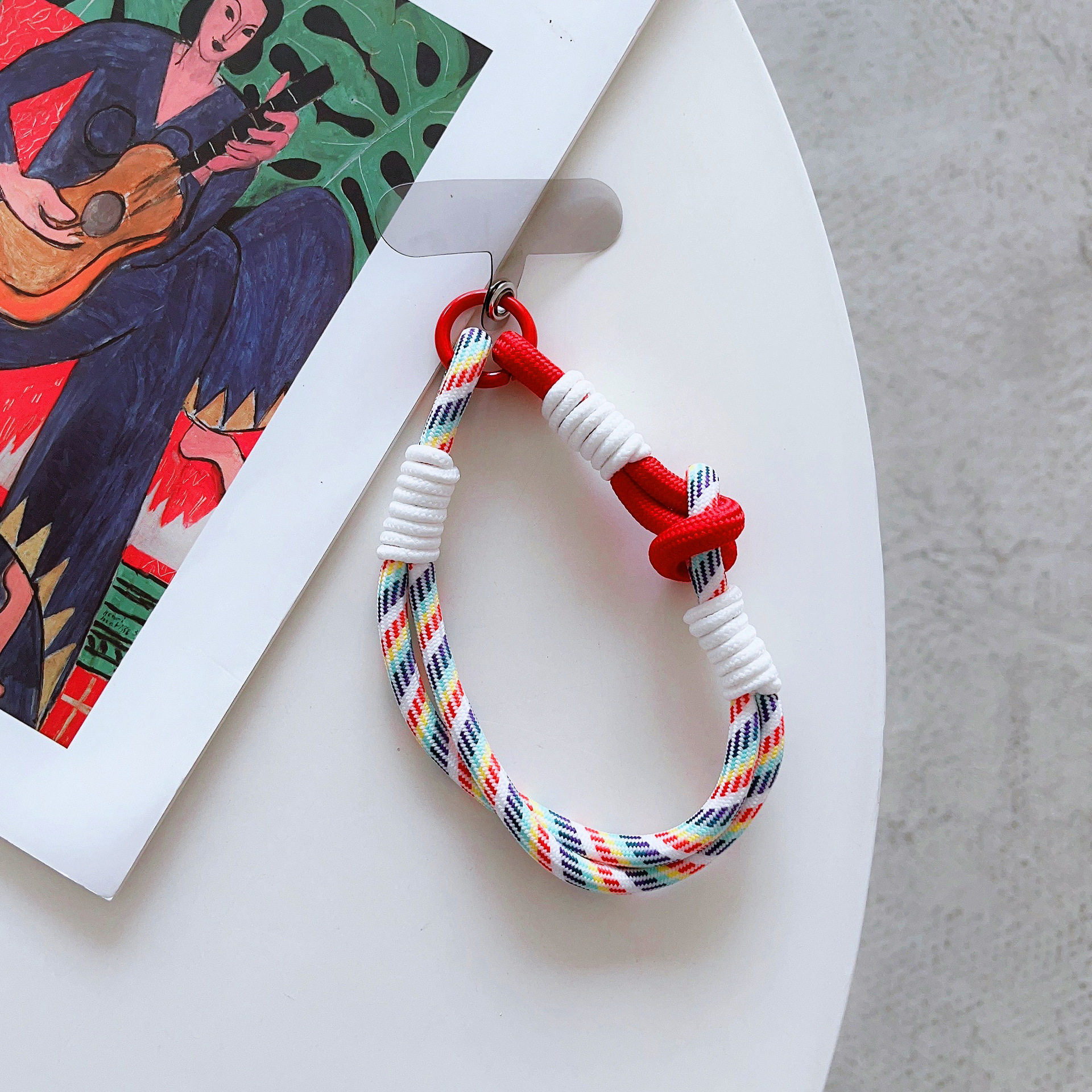 适用各种手机壳配件吊挂坠拼彩色短挂绳双边双头锁扣带卡片装饰品