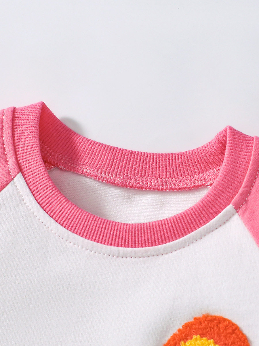 Girls' Summer Cotton Short-Sleeve Set, Stylish Towel Embroidery Kids' Outfit