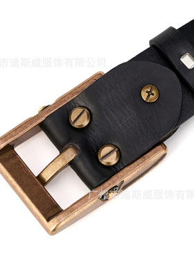 皮带铜扣真皮加厚日字扣头层牛皮时尚休闲百搭年轻人个性腰带