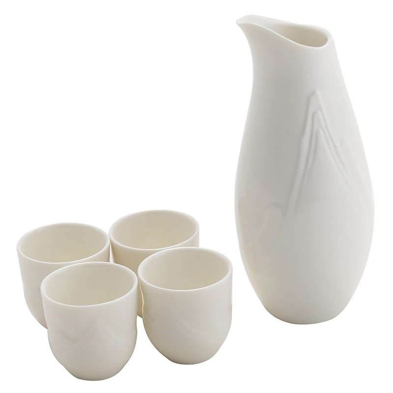 Yunyi Japanese Sake Warmer White Wine Cup Embossed Ceramic Wine Set Home Restaurant Wine Dispenser Wine Glass