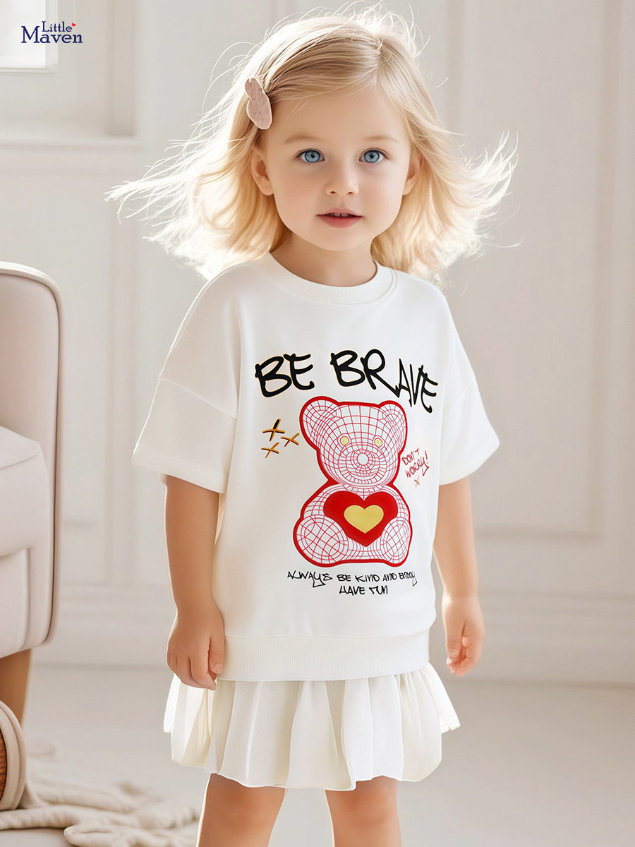 New Girls' Summer Hoodie Dress from Factory, Cartoon Dress Wholesale