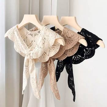 Summer Lace Crochet Fake Collar Sweet Solid Color Decoration All-match Thin Shawl Women's Western Style Hollow Cloud Shoulder