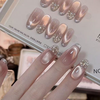 [No Regrets] Purely Handmade Wearable Nails, Pure Lusty Elegant, Cat Eye Therapy, Classy Pure Handmade Nail Polish, 10 Pieces