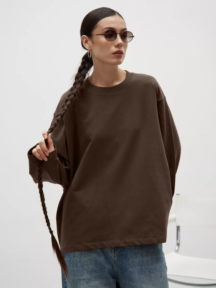 Womens Long Sleeve T Shirt 260g Combed Cotton Solid Color Loose Fit Casual Style High Quality Ready to Ship