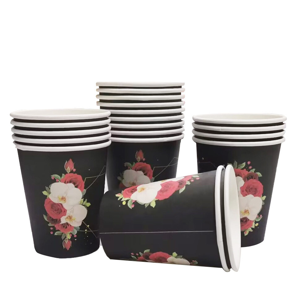 Anyou Black Creative Food Grade Thickened Disposable Holiday Party Tea Paper Cups Home Daily Use Factory Direct Sales