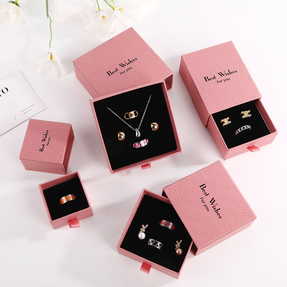Manufacturers new cherry powder drawer box ring necklace jewelry box earrings bracelet jewelry box gift box wholesale