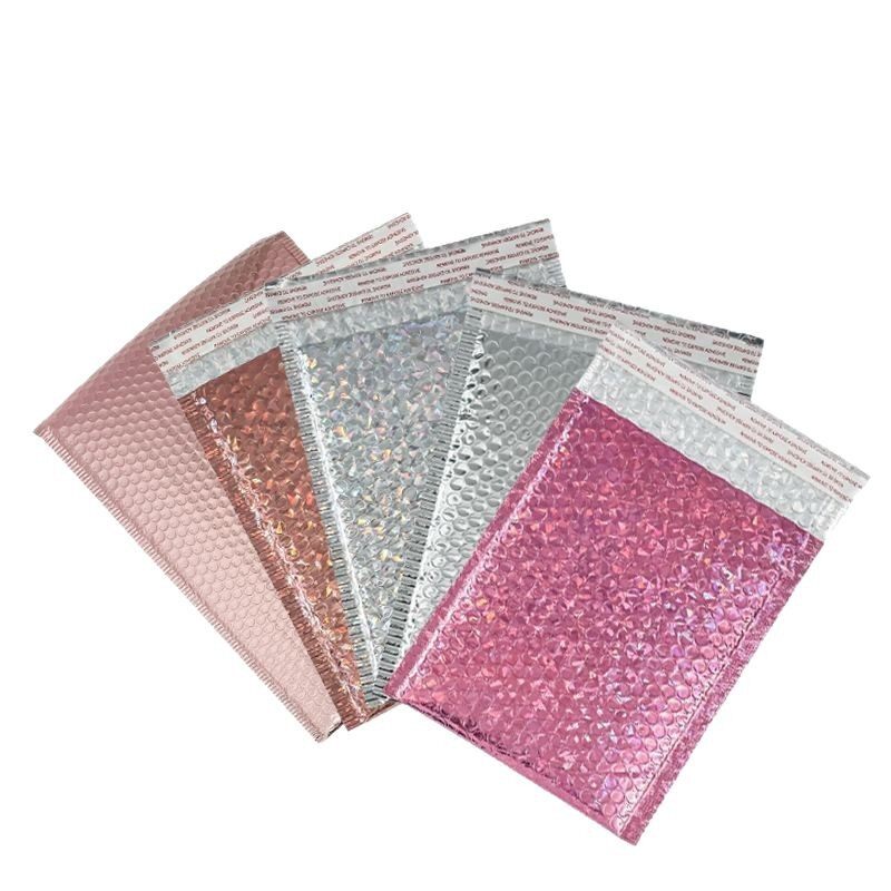Express bag self-sealing bag rose gold laser film bubble bag self-sealing bag thickened foam bag set log o wholesale