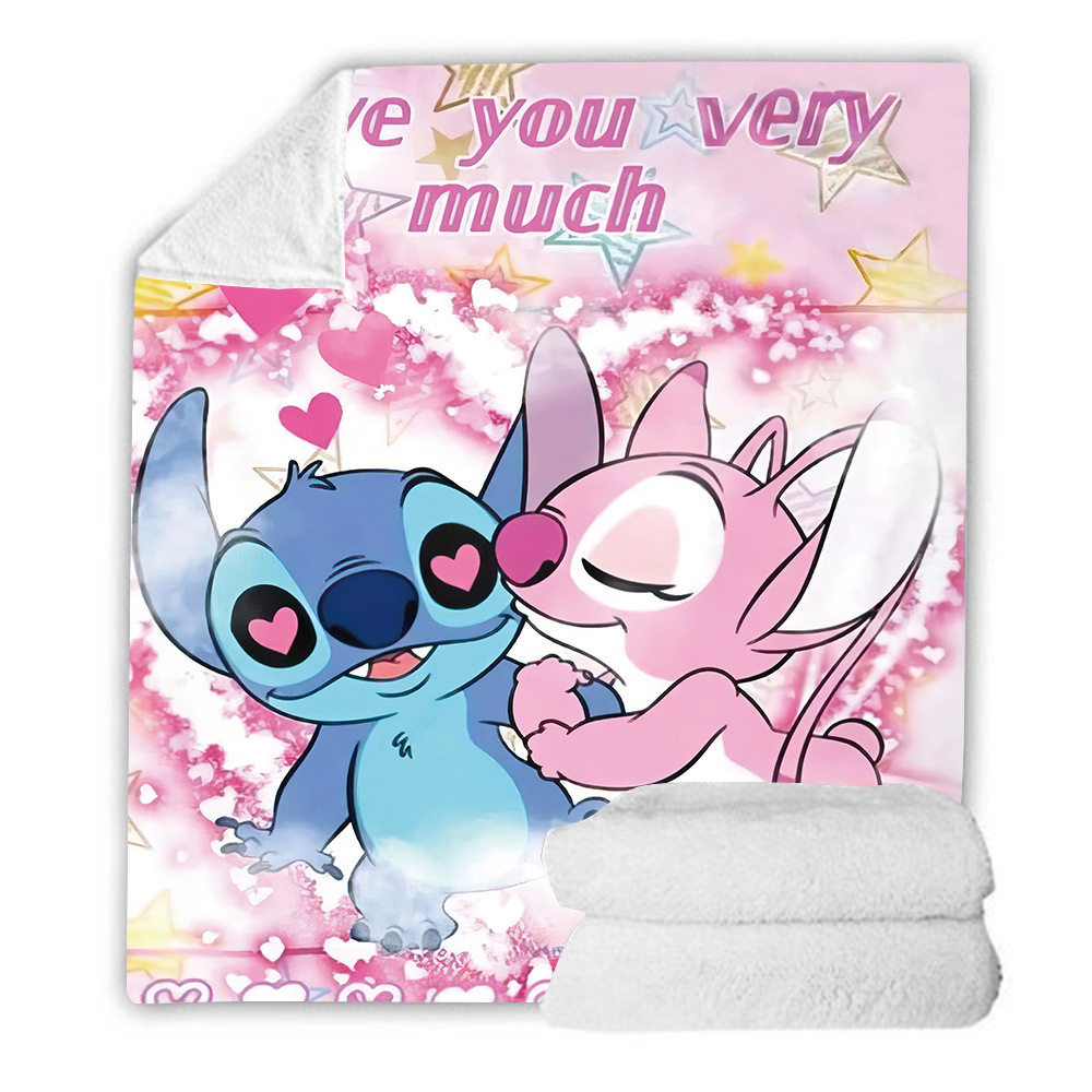 Flannel Blanket Stitch Series Plush Blanket Office Nap Blanket Autumn and Winter Blanket Cartoon Anime Style Thickened Flannel
