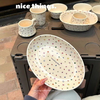 Minimalist and Stylish Star Series Household Rice Bowl, Salad Bowl, Hand-Held Cup, Coffee Cup and Saucer, Dinner Plate Set