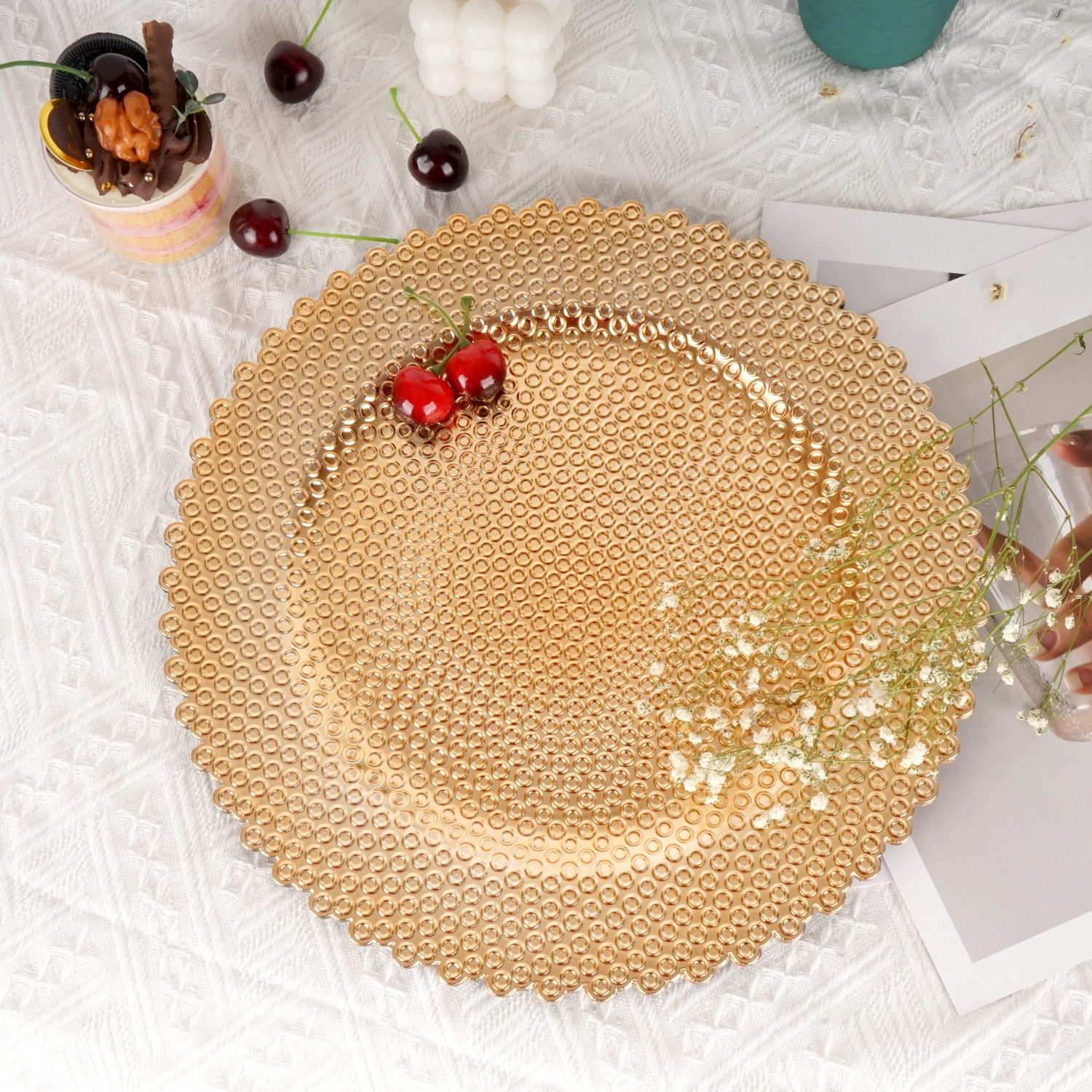 European Wedding Hotel Party Western Food Plastic Plate High-Value Fruit Plate Wholesale Gifts for Customers Pad Plate Manufacturer Direct
