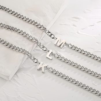 Amazon's Best Selling Stainless Steel English 26 Letter Necklace European and American Fashion Versatile Trendyy Men's Personalized Jewelry Wholesale