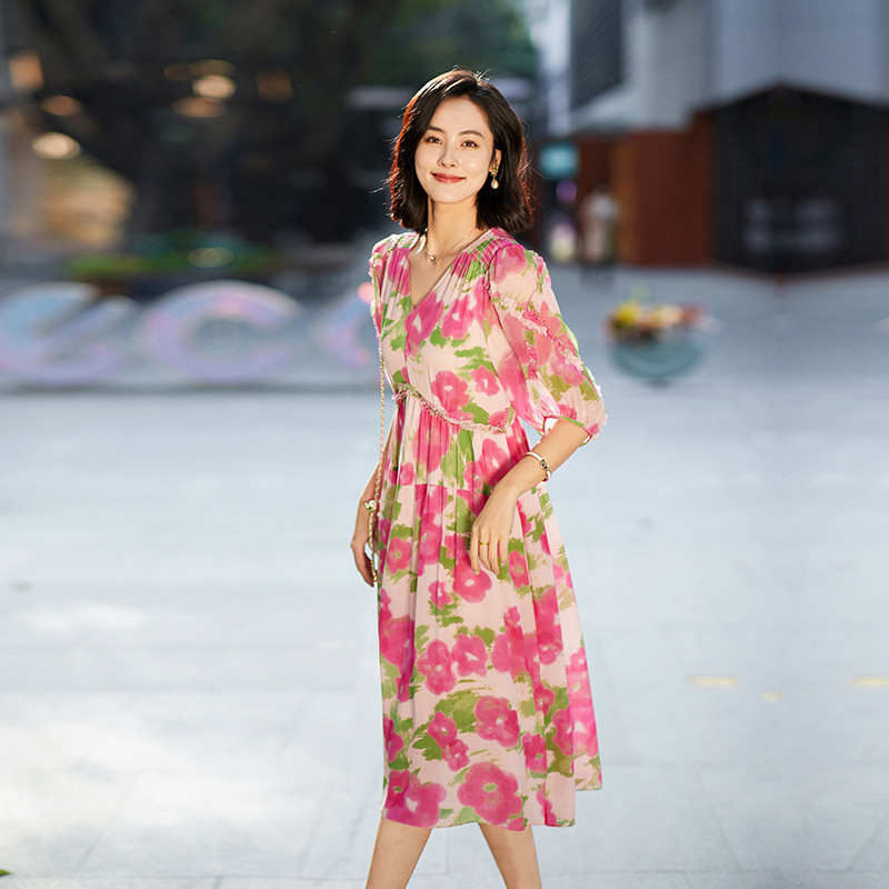 (Mới) Mã K6971 Giá 3610K: Váy Đầm Liền Thân Nữ Shtde Họa Tiết Hoa Thời Trang Nữ Chất Liệu Lụa Tơ Tằm G06 Sản Phẩm Mới, (Miễn Phí Vận Chuyển Toàn Quốc).