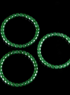 正品天然老料和田玉碧玉桶珠手链玉石菠菜绿女款手串送礼证书