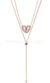 Love double layer swan diamond rose gold necklace