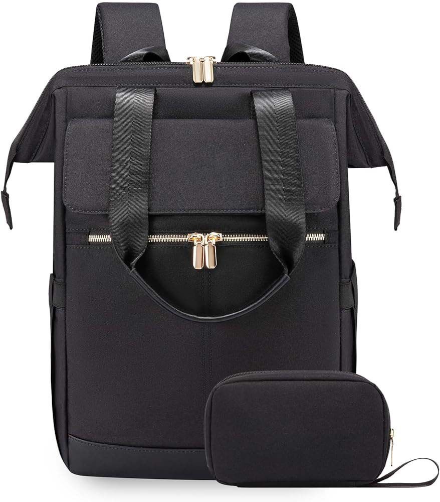 Balo Đựng Laptop Nữ Vải Canvas Chống Nước Sức Chứa Lớn Màu Kem, Nâu