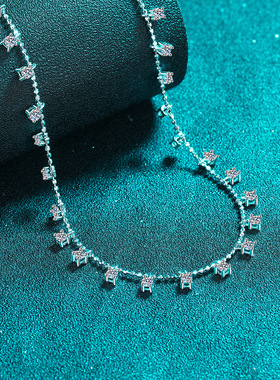 925银满天星莫桑石锁骨链女