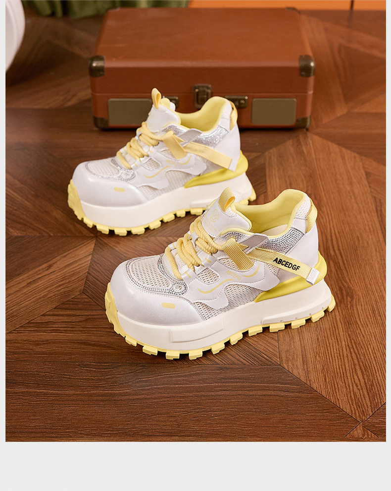 Giày sneaker nữ chunky đế dày lưới thoáng khí phong cách Forrest Gump — Xanh dương, Vàng, Trắng chi tiết 22