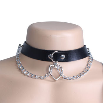 AliExpress new chain heart-shaped collar clavicle necklace classic peach heart pendant neck strap necklace leather collar