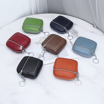 Cowhide Mini Coin Bag Women's New Compact Zipper Coin Bag Genuine Leather Driver's License Lipstick Headphone Storage Small Bag