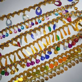 Colorful tassel small pagoda sequins leaves shell water drop lace origami edge decoration handmade diy accessories