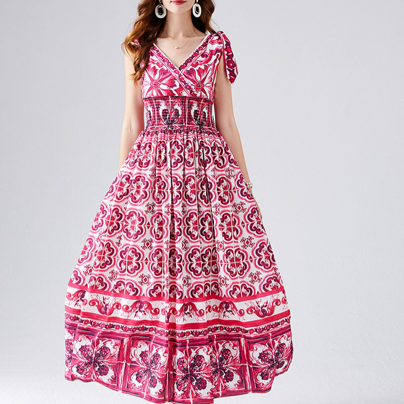 Summer Floral Maxi Dress for Women Elegant Design Slimming Fit Adjustable Straps Perfect for Vacations and Casual