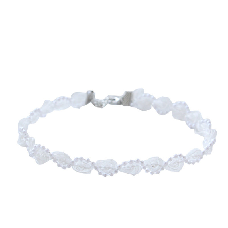 Niche ins Style Neck Belt Super Fairy Cyber Celebrity Hollow White Clavicle Chain Flower Love Lace choker Stall Batch