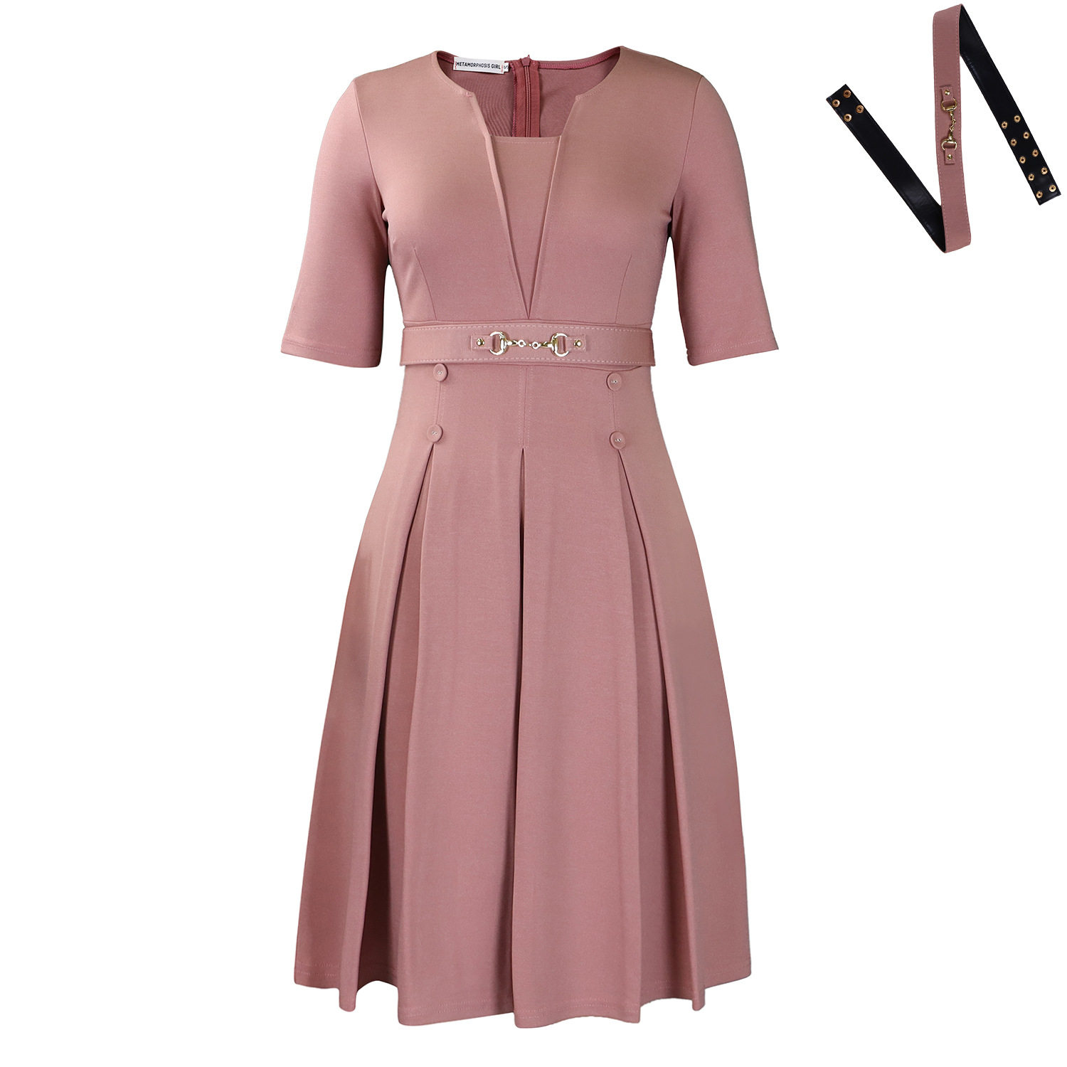 Summer Womens Dress Short Sleeve Elegant Plus Size Solid Color Fashionable for Work or Casual Occasions