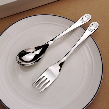 18/10 stainless steel children spoon dessert spoon 304 eating spoon eating fork fruit fork cartoon rabbit