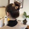 Knitted Bow Grab Clip Women's Autumn and Winter Ball Hair Clip Headwear 2024 New Back of Head Disc Hair Fixing Hairpin