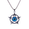 Hip hop retro style old five-pointed star Turkish blue eyes Devil's Eye necklace punk magic skull pendant