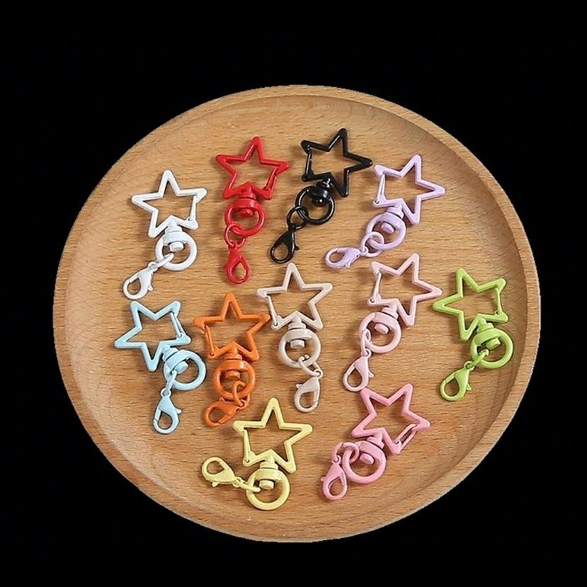 Colorful Five-Pointed Star Hanging Lobster Clasp Rotating Candy Color Metal Accessories DIY Keychain Bag Pendant Jewelry Accessories