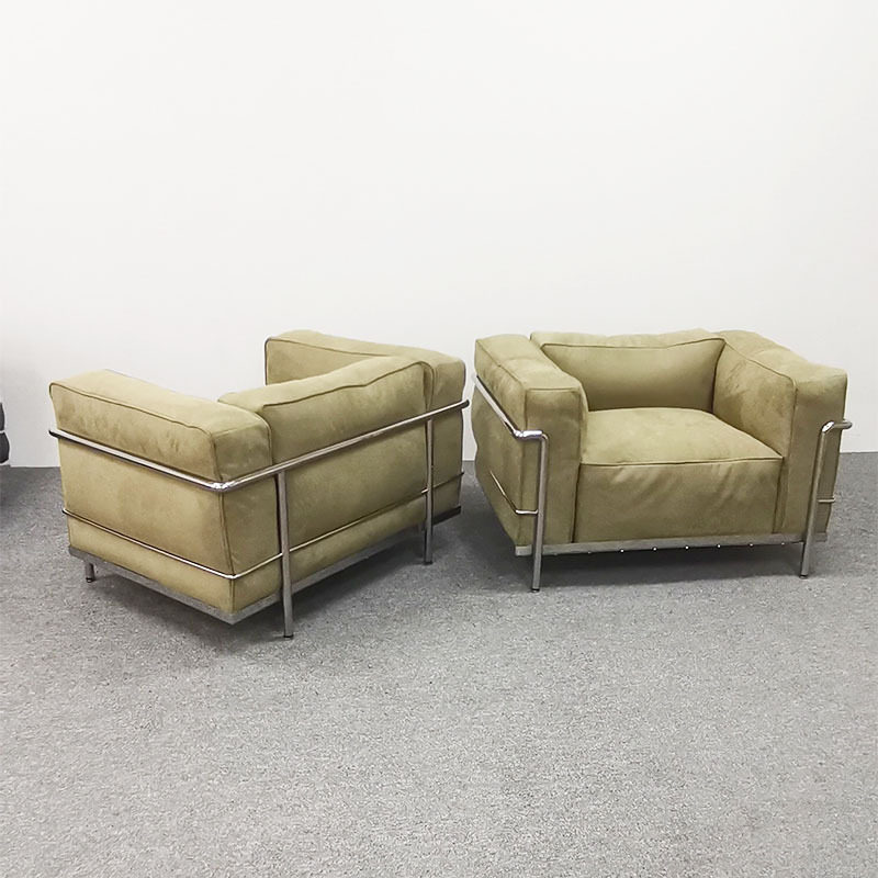 定制1 1复刻包豪斯真皮lc3Sofa沙发不锈钢复古风客厅书房单人沙发