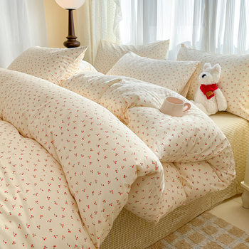 Factory direct floral 100 cotton four-piece cotton small fresh quilt cover student dormitory three-piece bed sheets