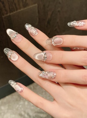 浮生若梦温柔风蝴蝶少女级气质纯欲猫眼美甲纯手工亮片穿戴甲