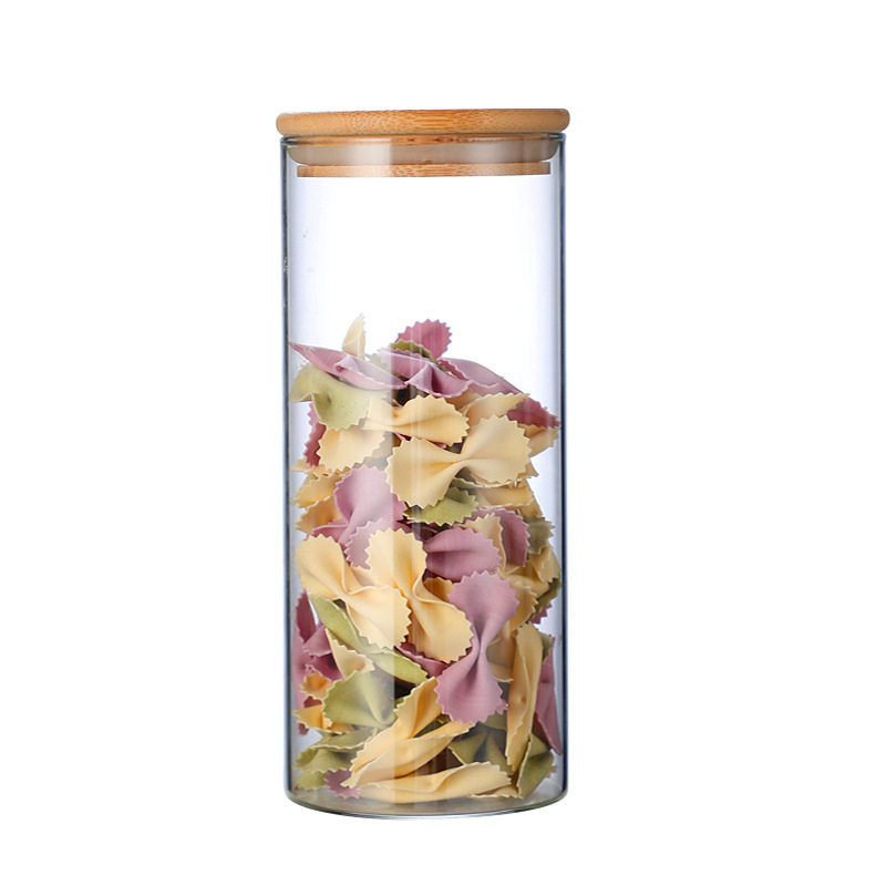 Factory supply borosilicate glass sealed jar straight tea jar dried fruit snack multi-grain storage bottle storage jar