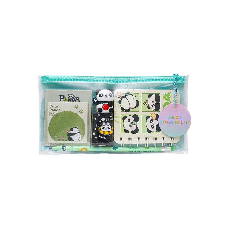New Creative Panda Coil Book High-Value Cross-Border Stationery Set Student School Supplies Set Gift Box Wholesale