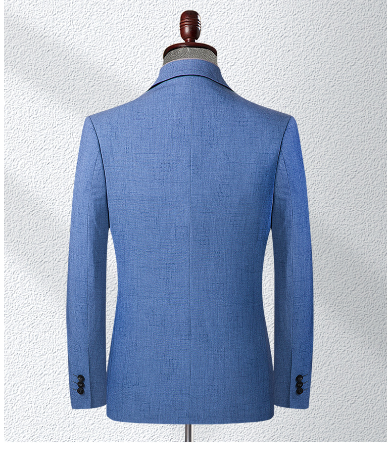 Áo vest nam blazer mỏng nhẹ họa tiết kẻ caro xanh dương dáng ôm — Kẻ caro xanh dương