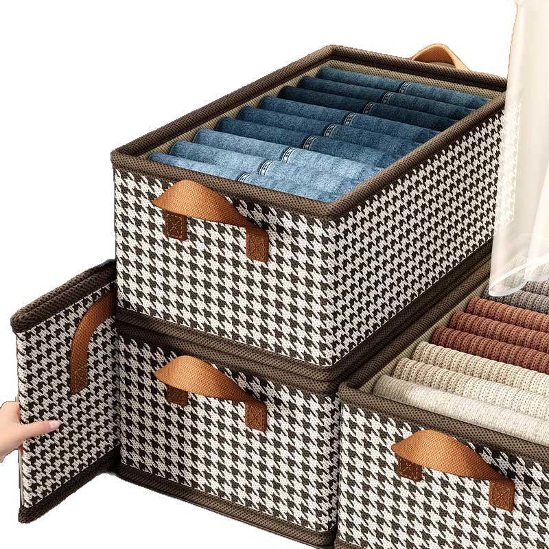 Underwear Houndstooth Storage Box Clothing Wardrobe Bedroom Large Capacity Household Drawer Storage Box Organizing Box