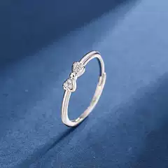 Korean style small ring Women's diamond bow niche design small fresh temperament open adjustable index finger ring