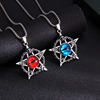Hip hop retro style old five-pointed star Turkish blue eyes Devil's Eye necklace punk magic skull pendant
