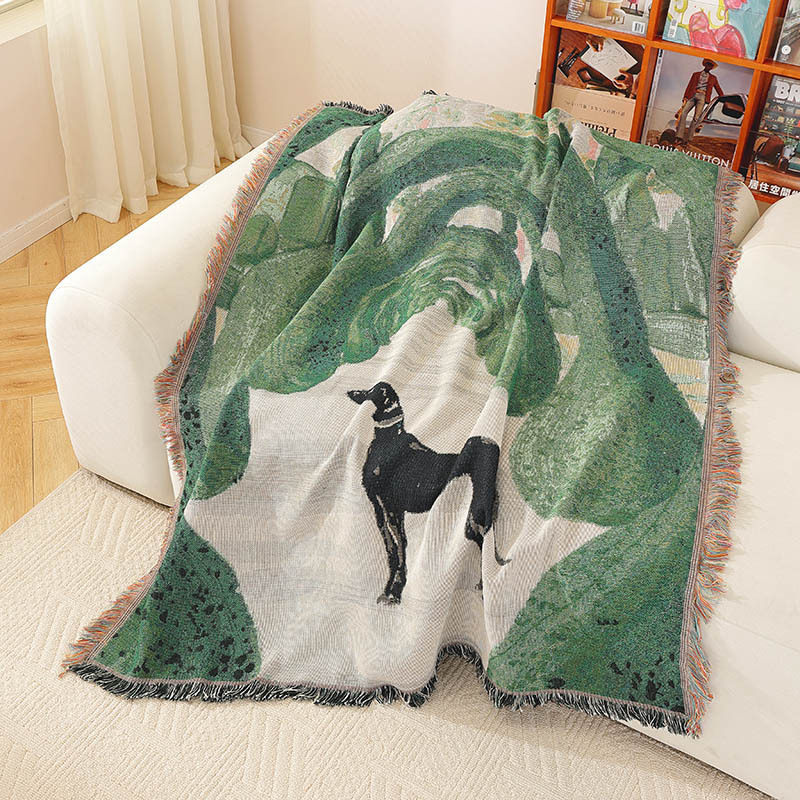 Custom Light Luxury Jacquard Tapestry Cotton Thread Blanket Sofa Towel Office Nap Cover Blanket High-end Gift Blanket Tapestry Carpet