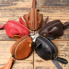 Cross-Border New Children's Genuine Leather Coin Purse First Layer Cowhide Mouse Cartoon Key Bag Multi-Functional Hand Storage Bag