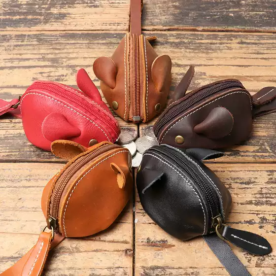 Cross-Border New Children's Genuine Leather Coin Purse First Layer Cowhide Mouse Cartoon Key Bag Multi-Functional Hand Storage Bag