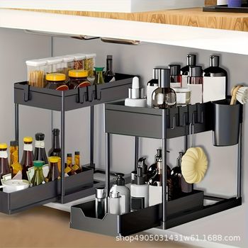 TEMU Xiyin Kitchen Sink Simple Storage Rack Pull-out Storage Rack Multifunctional Storage Rack Factory Straight Hair